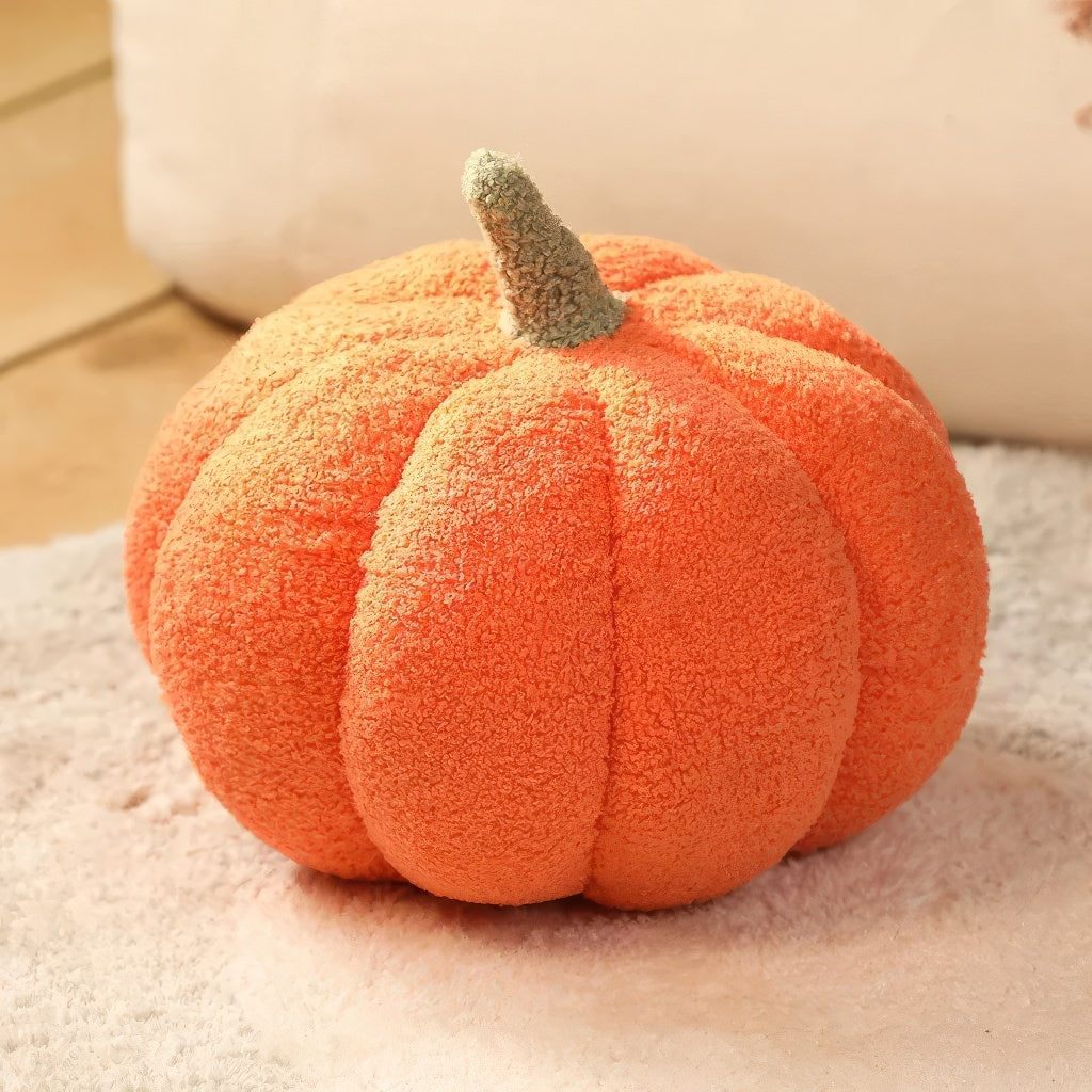 Terry Pumpkin Plush Pillow — Soft Textured Pillow for Bedroom Layering — Lifestyle 5