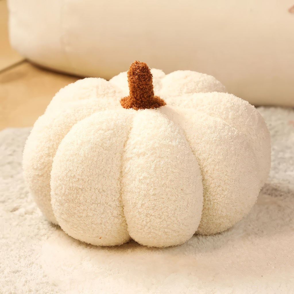 Terry Pumpkin Plush Pillow — Soft Textured Pillow for Bedroom Layering — Lifestyle 8
