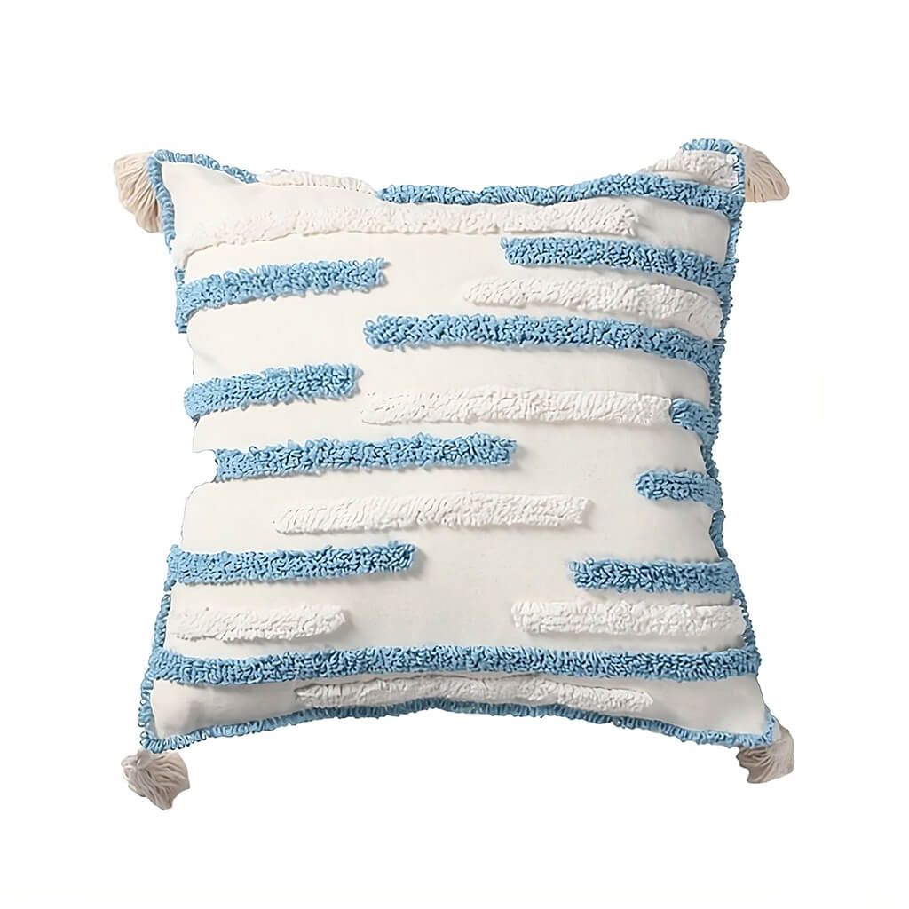 Textured Tufted Stripe Throw Pillow Cover — Soft Textured Pillow for Bedroom Layering — Front view