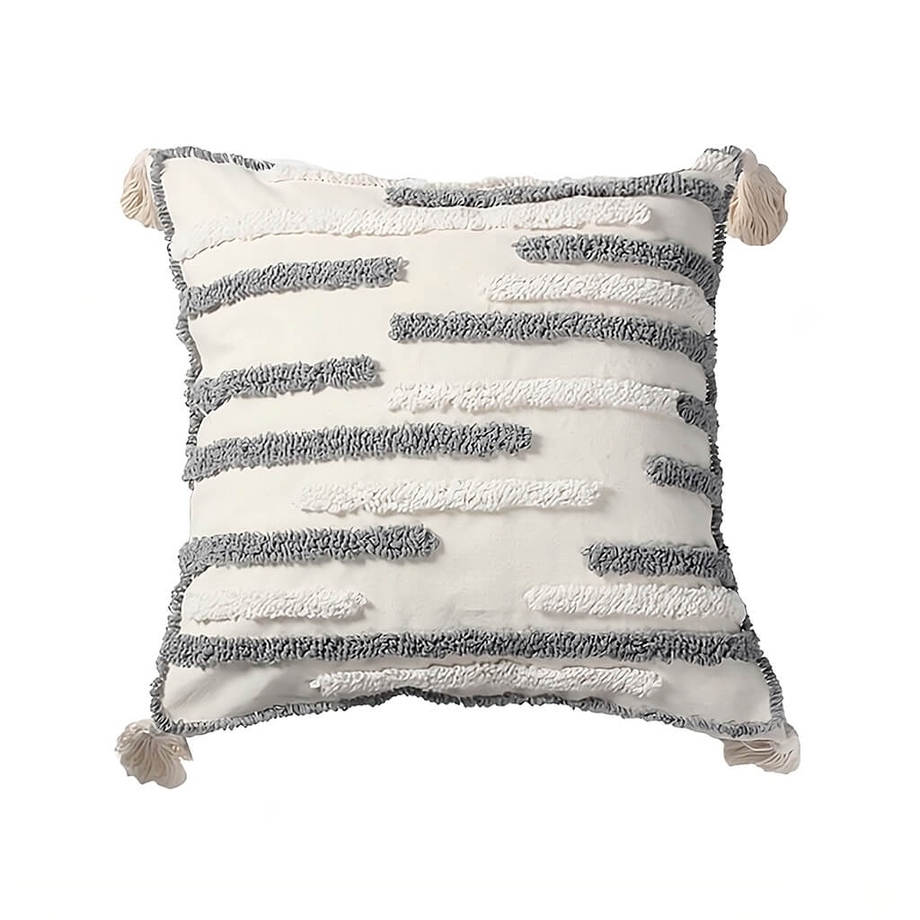 Textured Tufted Stripe Throw Pillow Cover — Soft Textured Pillow for Bedroom Layering — Lifestyle 5