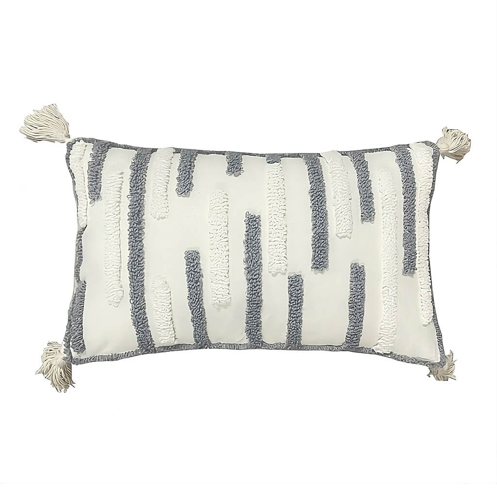 Textured Tufted Stripe Throw Pillow Cover — Soft Textured Pillow for Bedroom Layering — Lifestyle 6