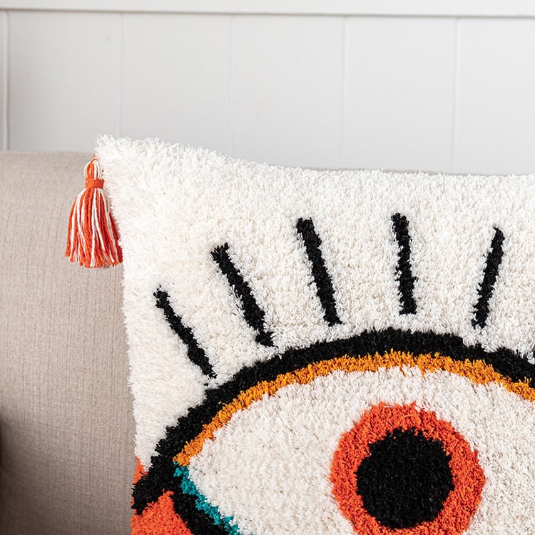 The Eye Tufted Cushion Cover — Soft Textured Pillow for Bedroom Layering — Detail