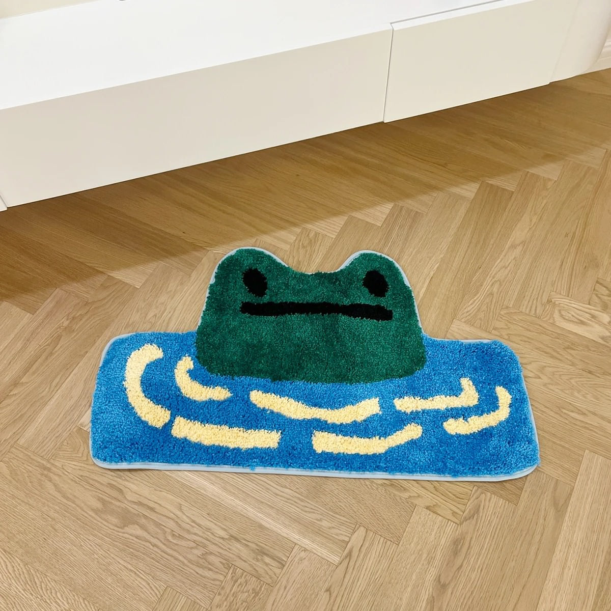Frog in a Pond Tufted Rug — Soft Accent Rug for Bedroom Layering — Lifestyle 1