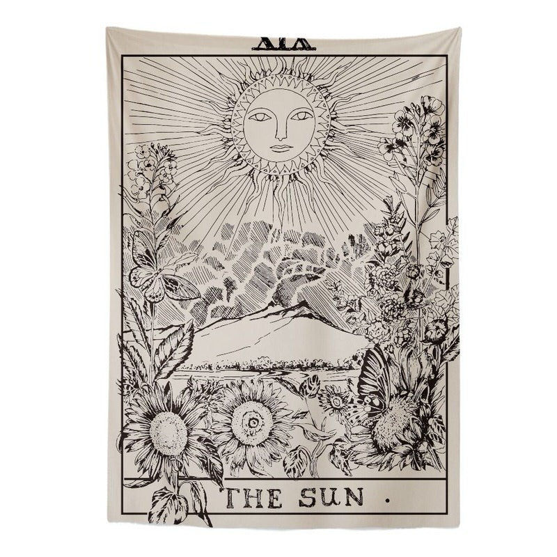 "The Sun" Tarot Monochrome Tapestry — Considered Home Styling