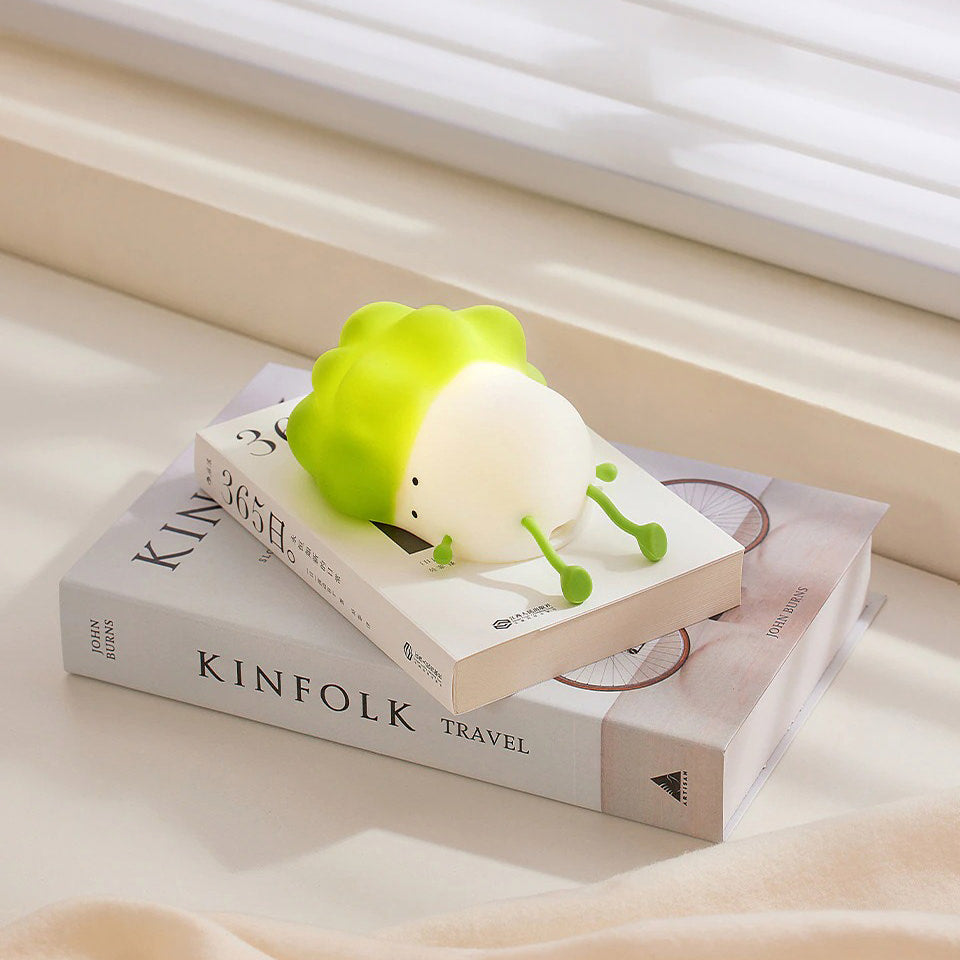 Tired Broccoli Night Light — Warm LED Mood Lighting for Bedside — Lifestyle 6