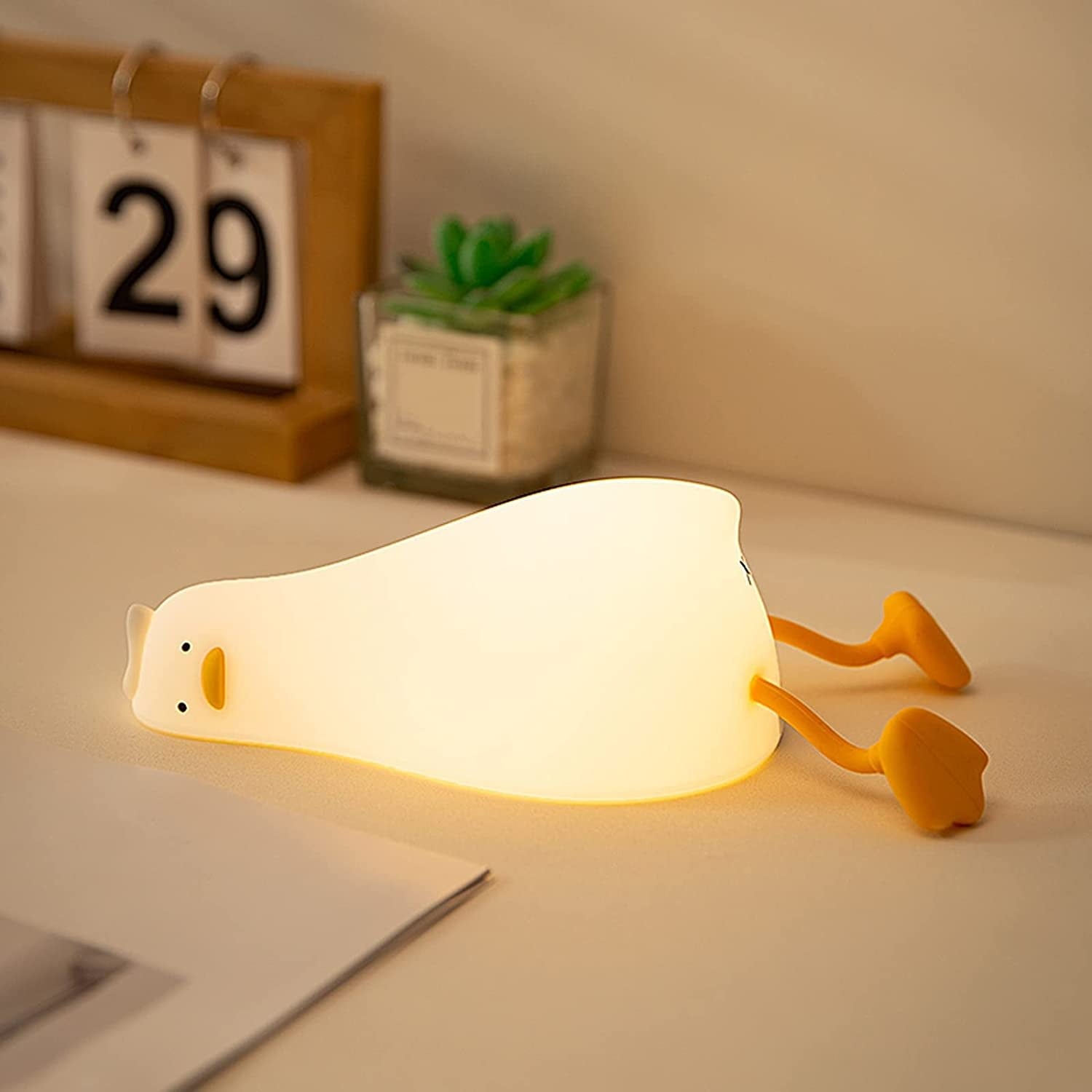 Tired Duck Night Light — Warm LED Mood Lighting for Bedside — Front view