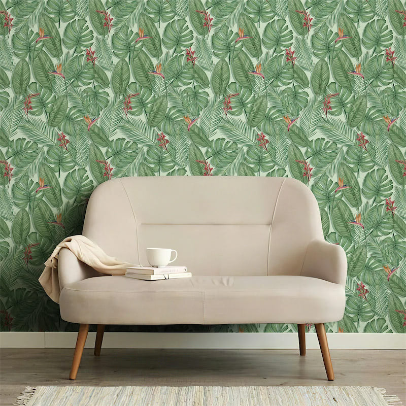 Tropical Leaves Pattern Removable Wallpaper — Considered Home Styling — Lifestyle 4