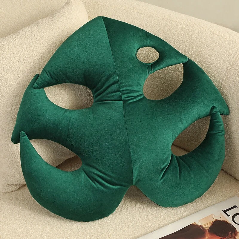 Tropical Leaf Plush Cushion — Sculpted Frond Pillow for Sofa Styling — Lifestyle 3