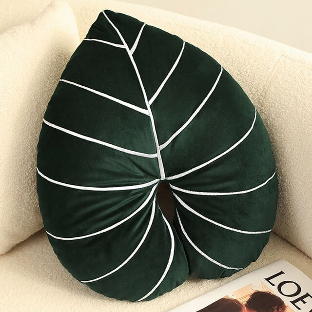 Tropical Leaf Plush Cushion — Sculpted Frond Pillow for Sofa Styling — Lifestyle 5