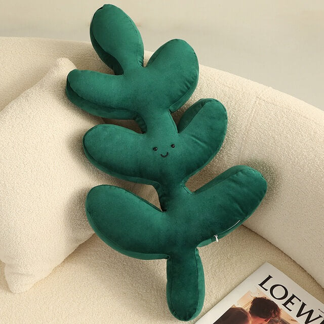 Tropical Leaf Plush Cushion — Sculpted Frond Pillow for Sofa Styling — Lifestyle 6