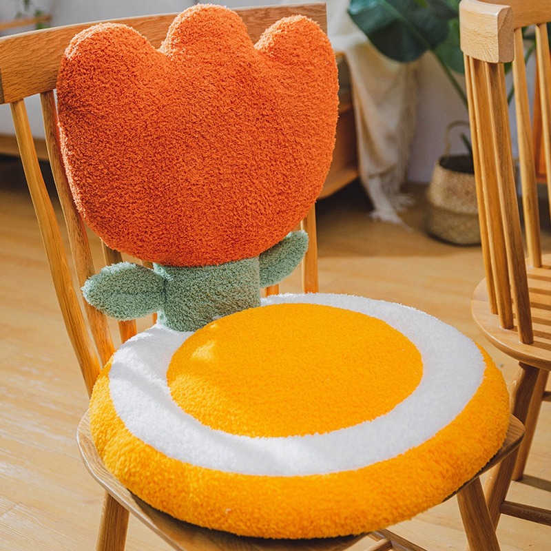 Terry Flower Seat Cushion — Tufted Floral Pad for Dining and Accent Chairs — Lifestyle 4