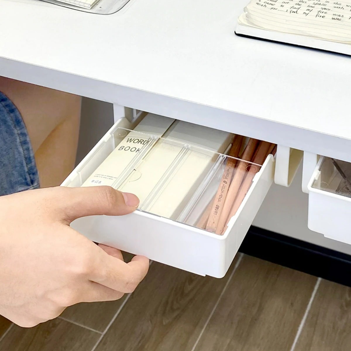Under Table Stationary Storage Drawer — Considered Home Styling — Lifestyle 1