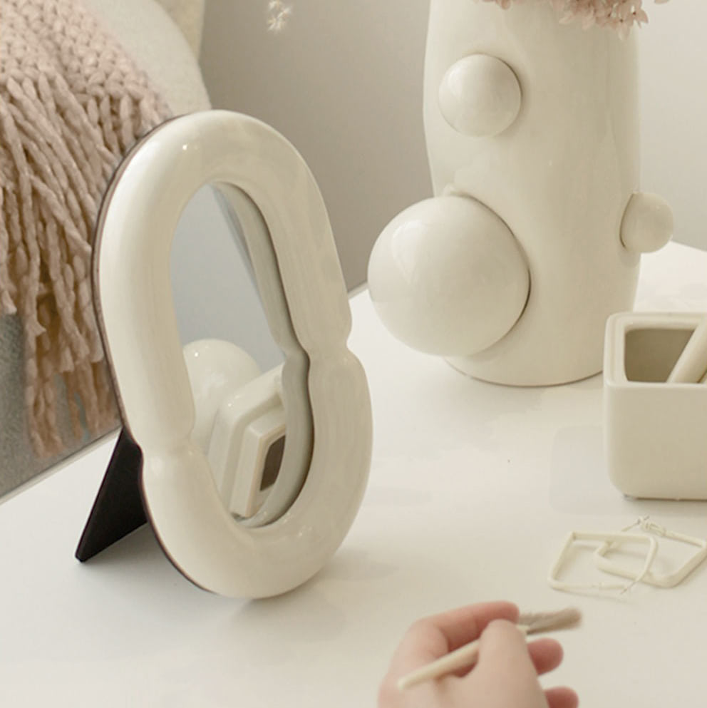 Vanilla Girl Ceramic Makeup Mirror — Considered Home Styling — Lifestyle 3