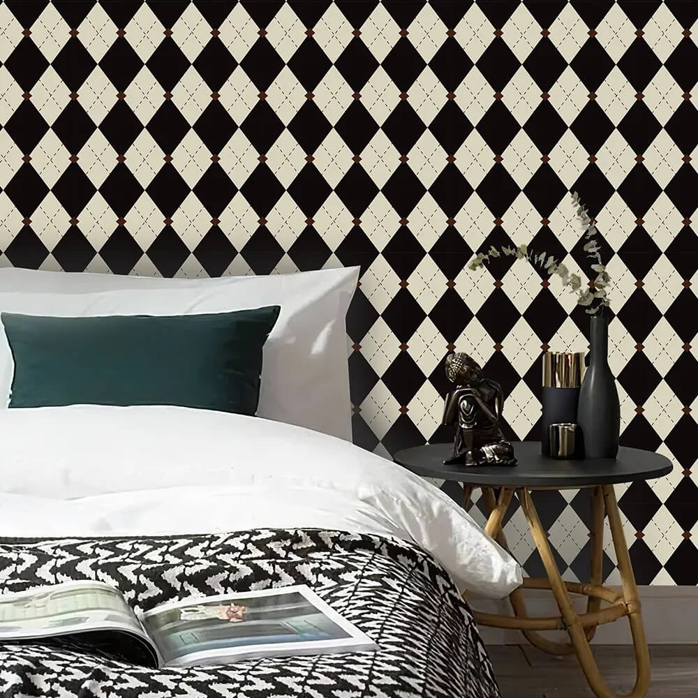 Vintage Argyle Pattern Removable Wallpaper — Considered Home Styling — Lifestyle 2