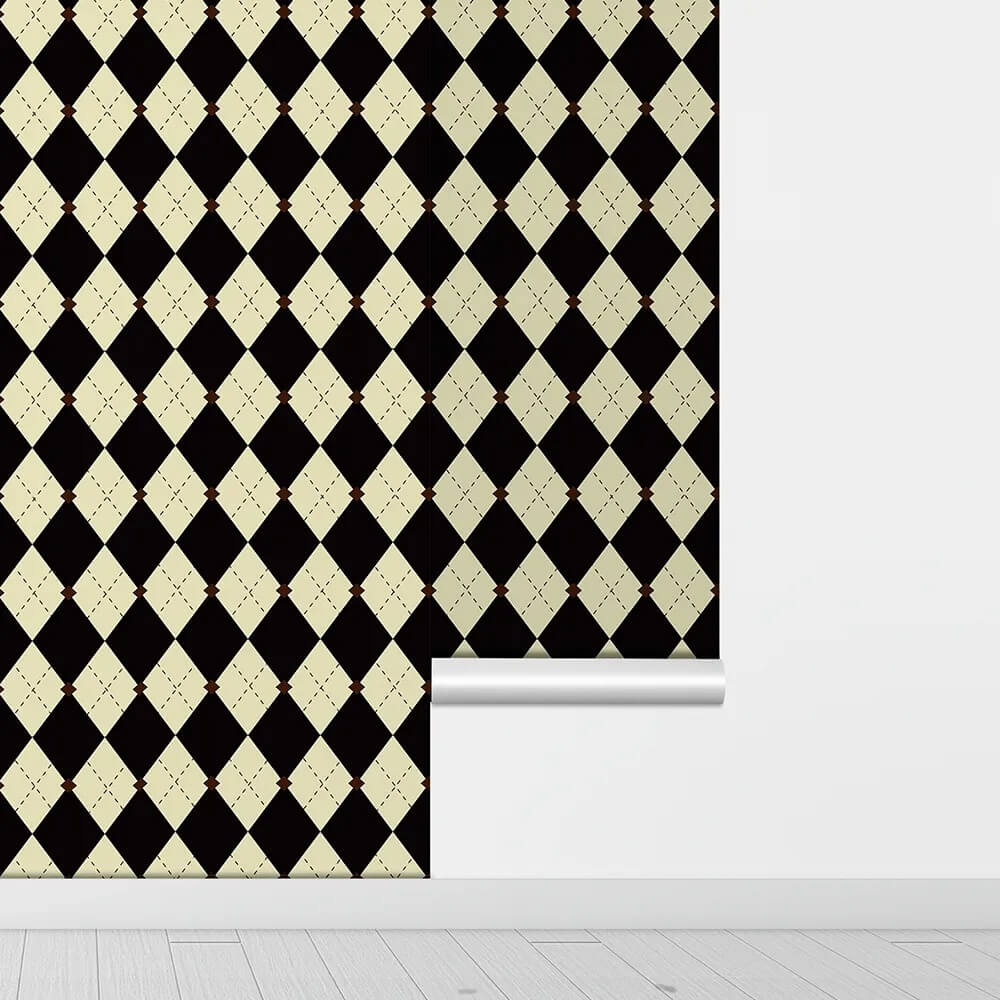 Vintage Argyle Pattern Removable Wallpaper — Considered Home Styling — Detail