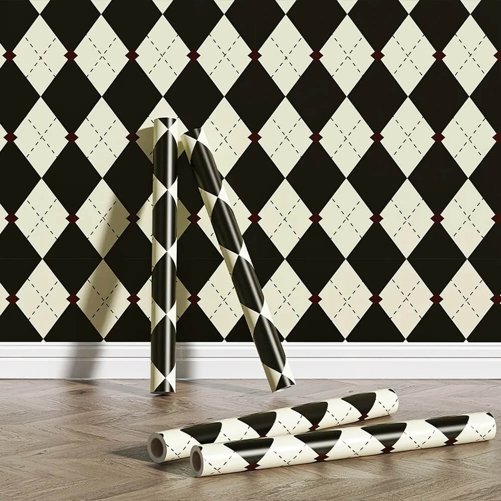 Vintage Argyle Pattern Removable Wallpaper — Considered Home Styling — Front view