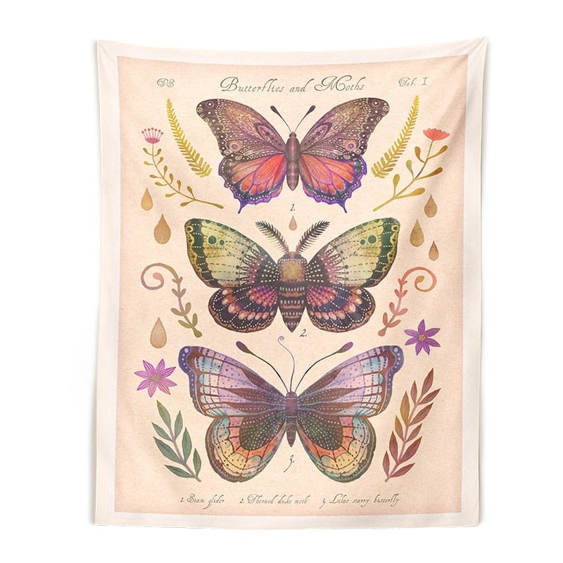 Vintage Butterflies Art Tapestry — Considered Home Styling — Front view
