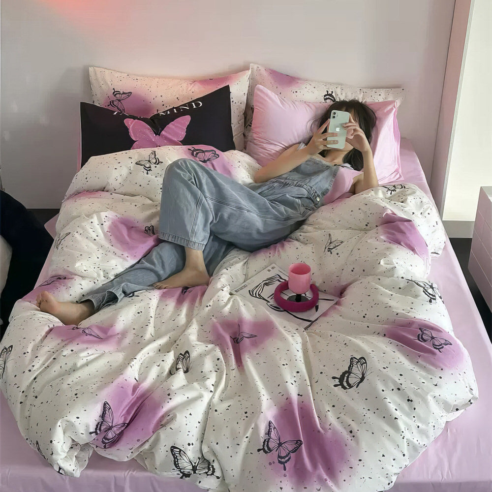 Vintage Butterfly Bedding Set — Cotton Duvet Cover for Bedroom Styling — Lifestyle 2