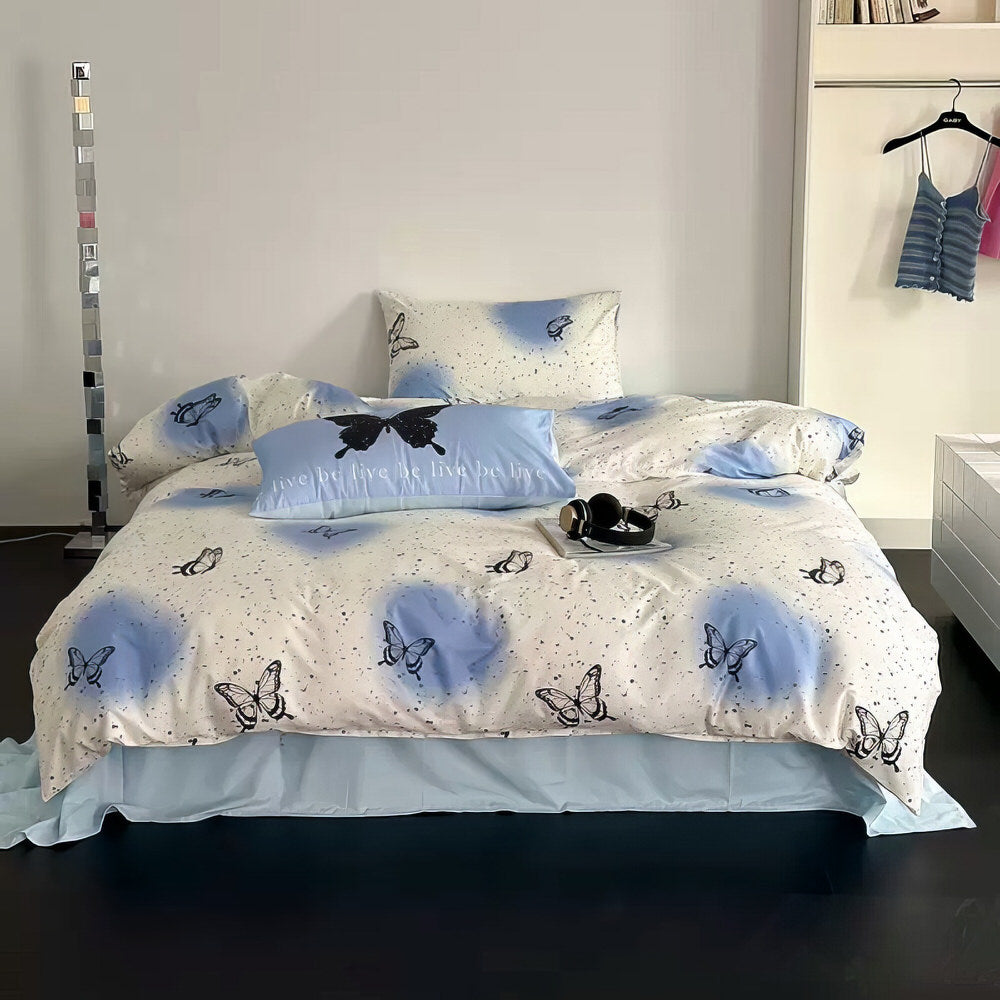 Vintage Butterflies Bedding Set — Soft-Touch Cotton Duvet & Pillowcases — Lifestyle 1