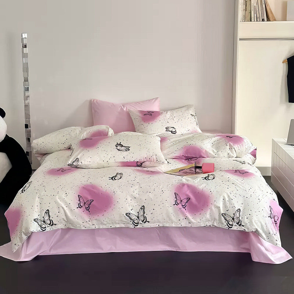 Vintage Butterfly Bedding Set — Cotton Duvet Cover for Bedroom Styling — Detail