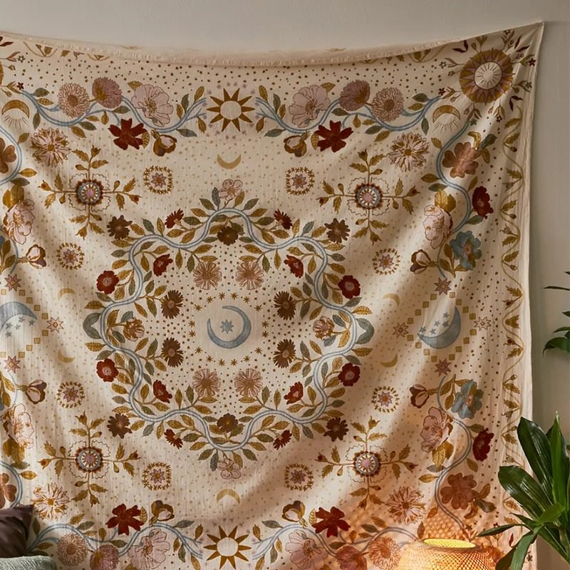 Vintage Floral Moon Mandala Tapestry — Considered Home Styling — Lifestyle 1