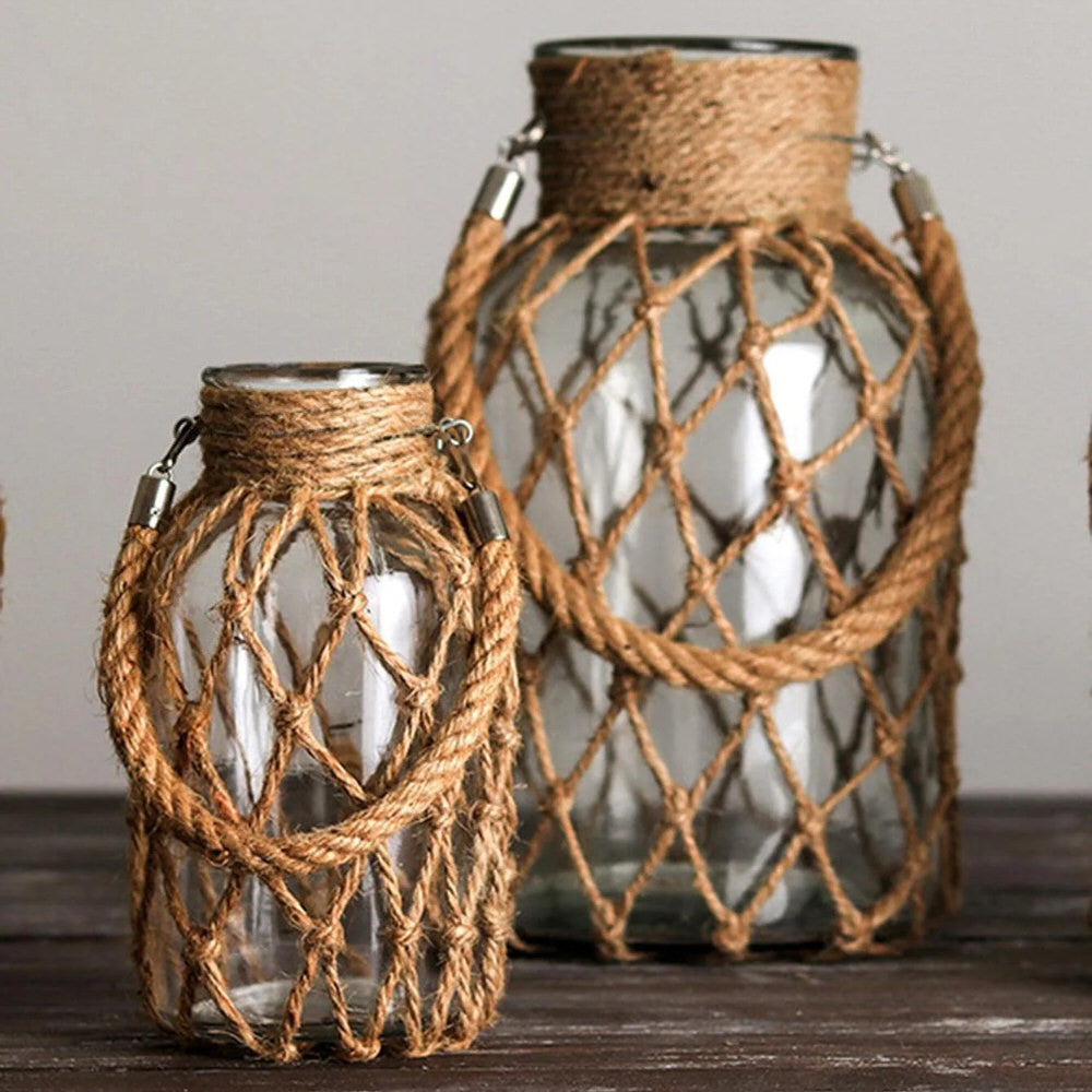 Rustic Hanging Glass Jar — Decorative Vase for Considered Styling — Lifestyle 3