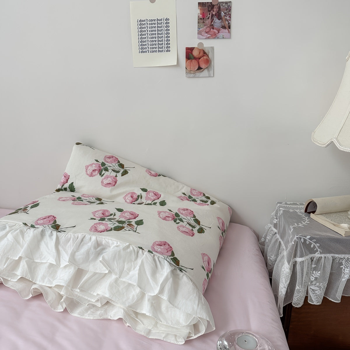 Vintage Pale Roses Summer Comforter Set — Soft-Touch Cotton Duvet & Pillowcases — Lifestyle 3