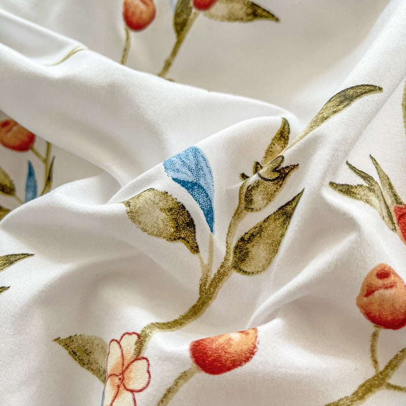 Vintage Red Berries Print Bedding Set — Soft-Touch Cotton Duvet & Pillowcases — Lifestyle 4
