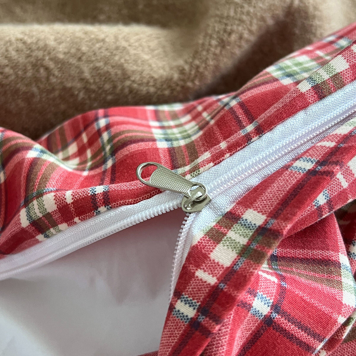 Red Plaid Bedding Set — Soft-Touch Cotton Duvet & Pillowcases — Lifestyle 3