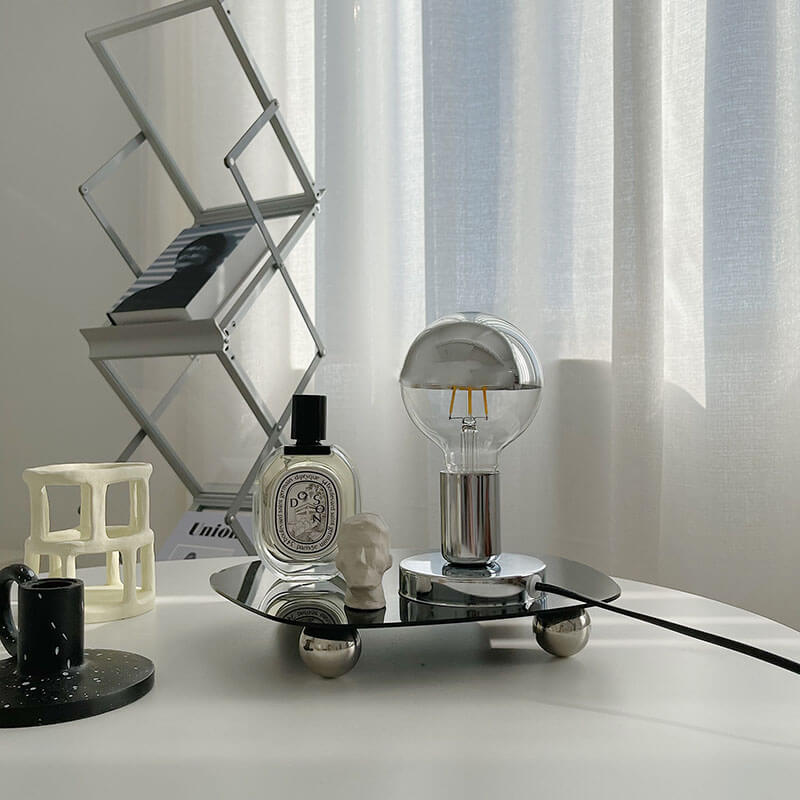 Retro Silver Gloss Table Lamp — Warm LED Mood Lighting for Bedside — Lifestyle 2