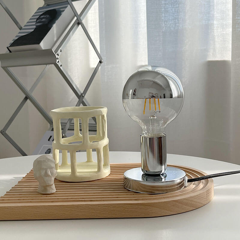 Retro Silver Gloss Table Lamp — Warm LED Mood Lighting for Bedside — Lifestyle 4