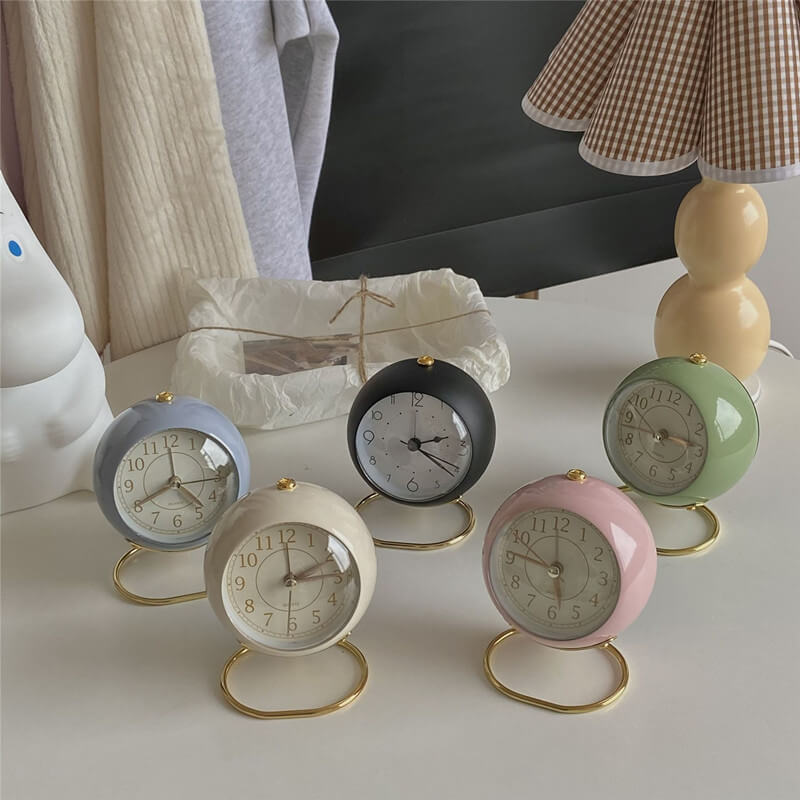 Vintage Round Table Alarm Clock — Considered Home Styling — Front view