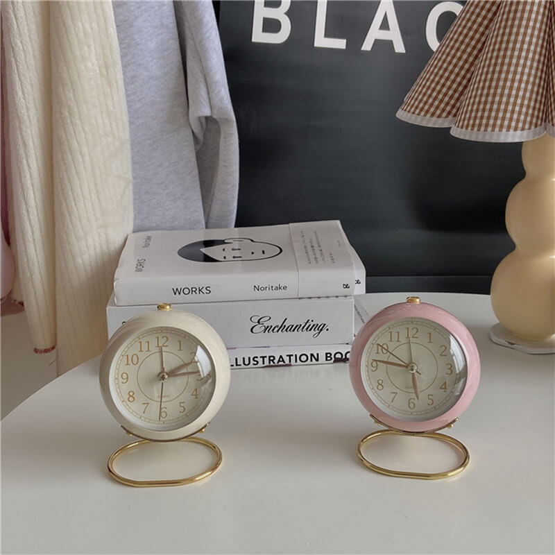 Vintage Round Table Alarm Clock — Considered Home Styling — Lifestyle 1