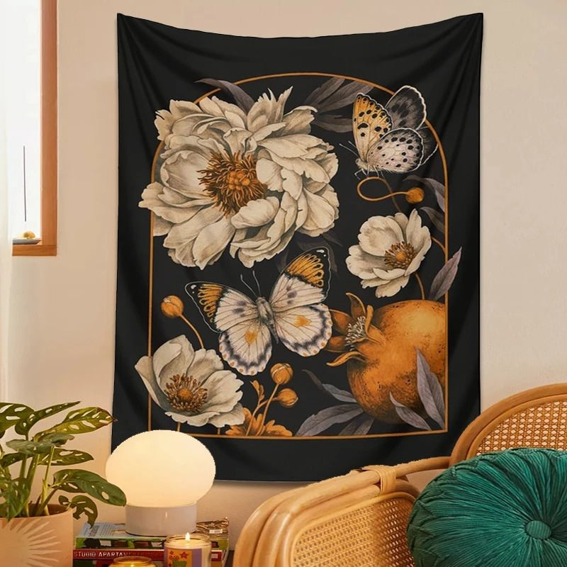 Vintage White Night Flower Tapestry — Considered Home Styling — Detail
