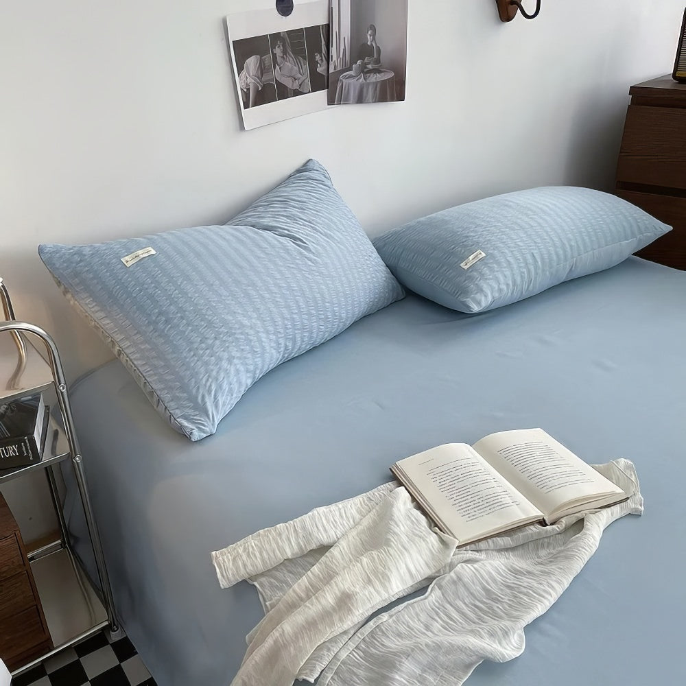 Waffle Striped Duvet Cover Bedding Set — Lifestyle 5