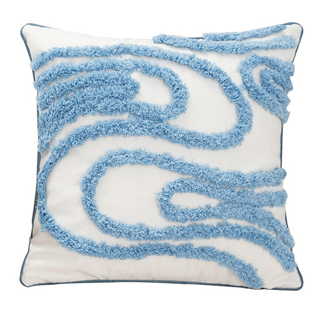 Wavy Tufted Cushion Cover — Soft Textured Pillow for Bedroom Layering — Lifestyle 1