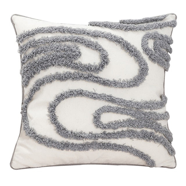 Wavy Tufted Cushion Cover — Soft Textured Pillow for Bedroom Layering — Lifestyle 3