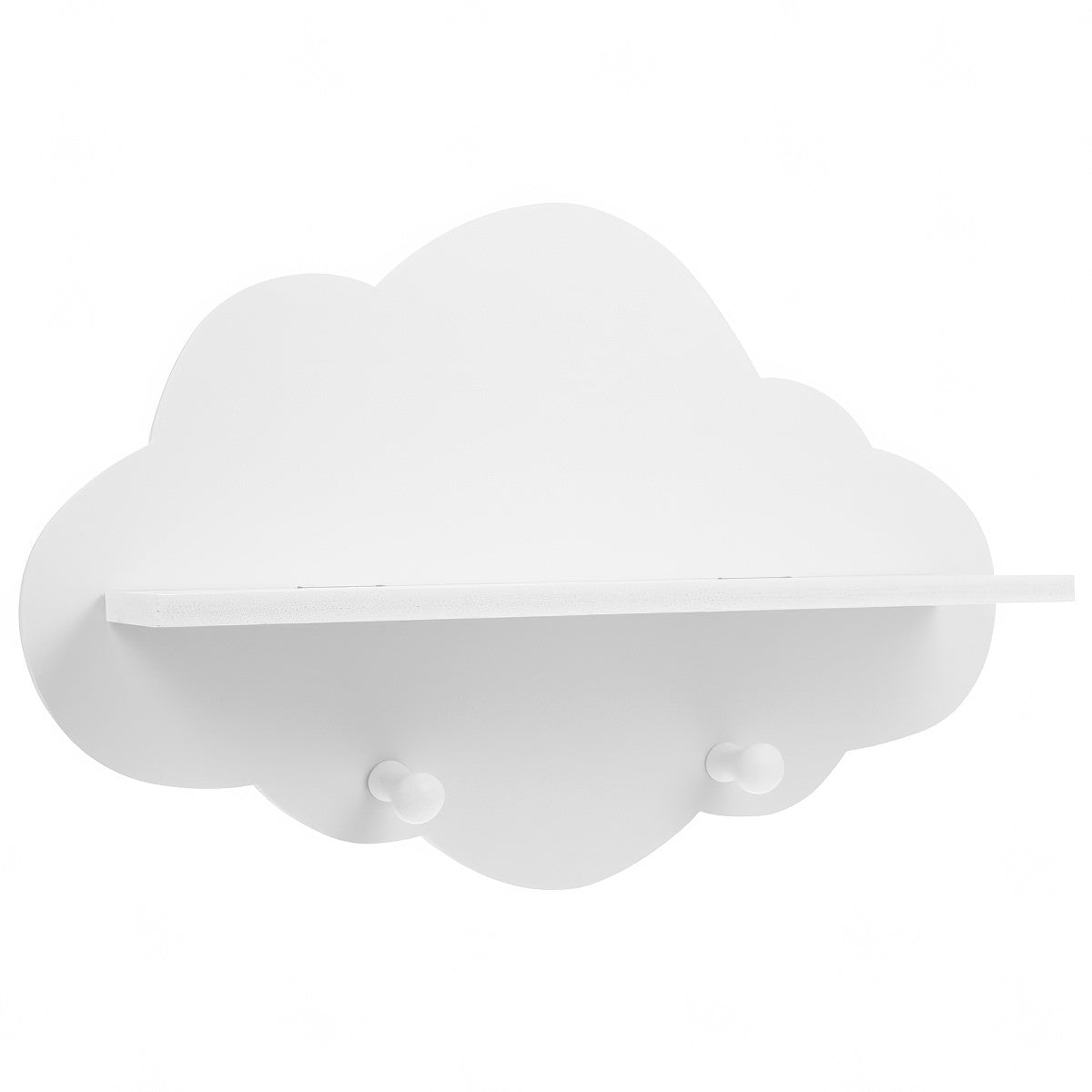 White Cloud Wall Shelf with Hooks — Considered Home Styling — Front view