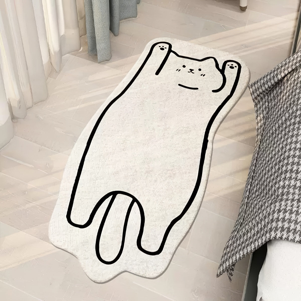 Simple Cat Accent Bedside Rug — Soft Accent Rug for Bedroom Layering — Lifestyle 3