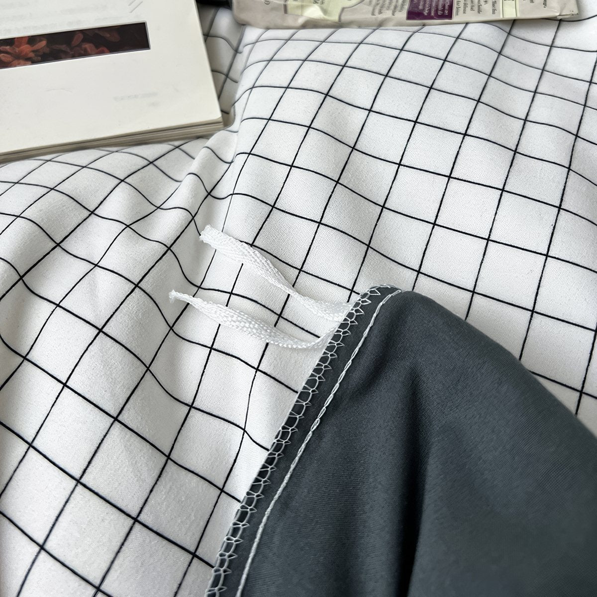 Minimalist White Grid Bedding Set — Soft-Touch Cotton Duvet & Pillowcases — Lifestyle 5