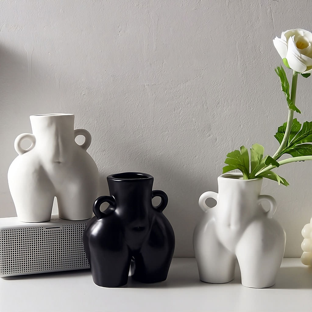 Wide Hips Ceramic Vase — Decorative Vase for Considered Styling — Detail