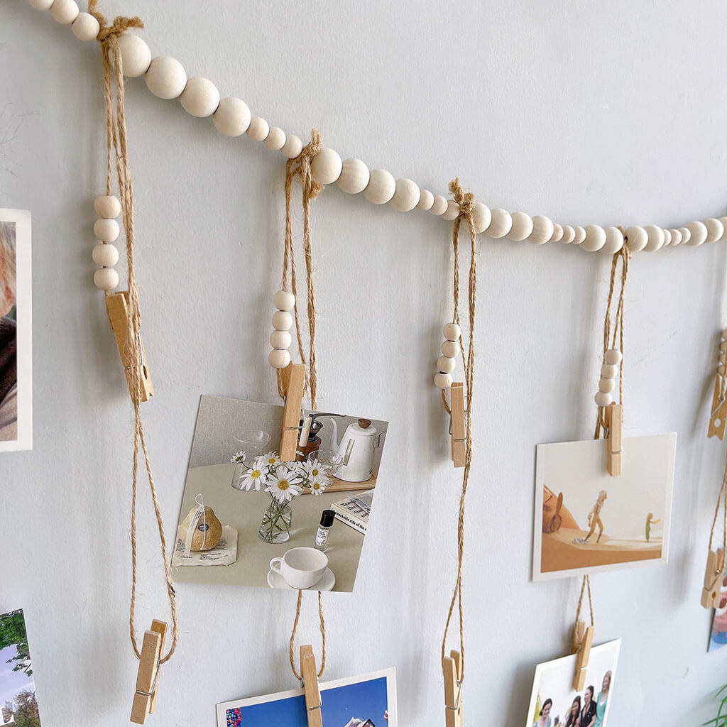 Wooden Beads Photo Display — Considered Home Styling — Detail