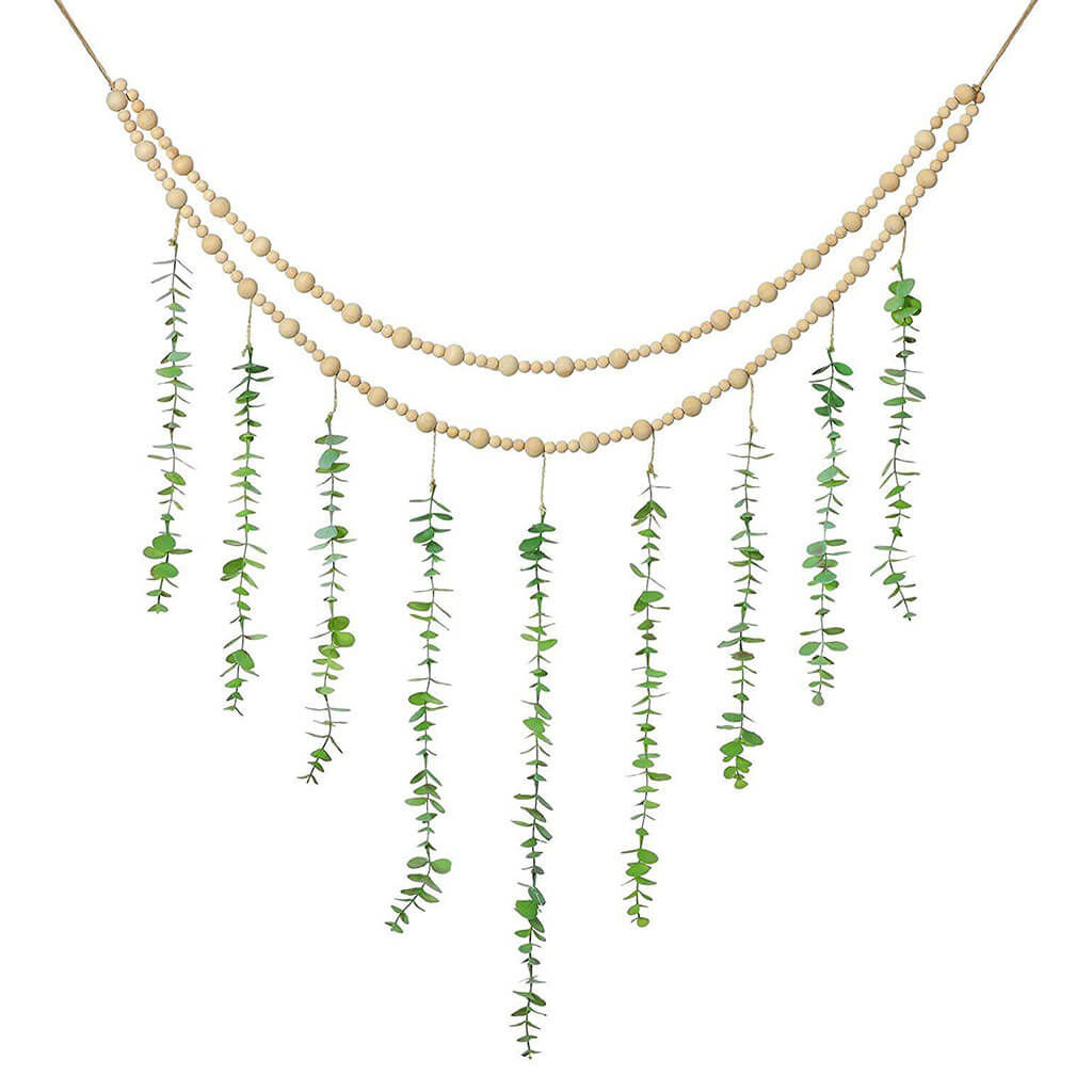 Wooden Beads With Vines Wall Decor — Considered Home Styling — Front view
