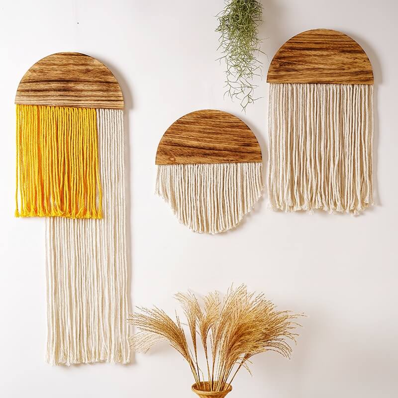 Wooden Semicircle Macrame Wall Decor — Considered Home Styling — Front view