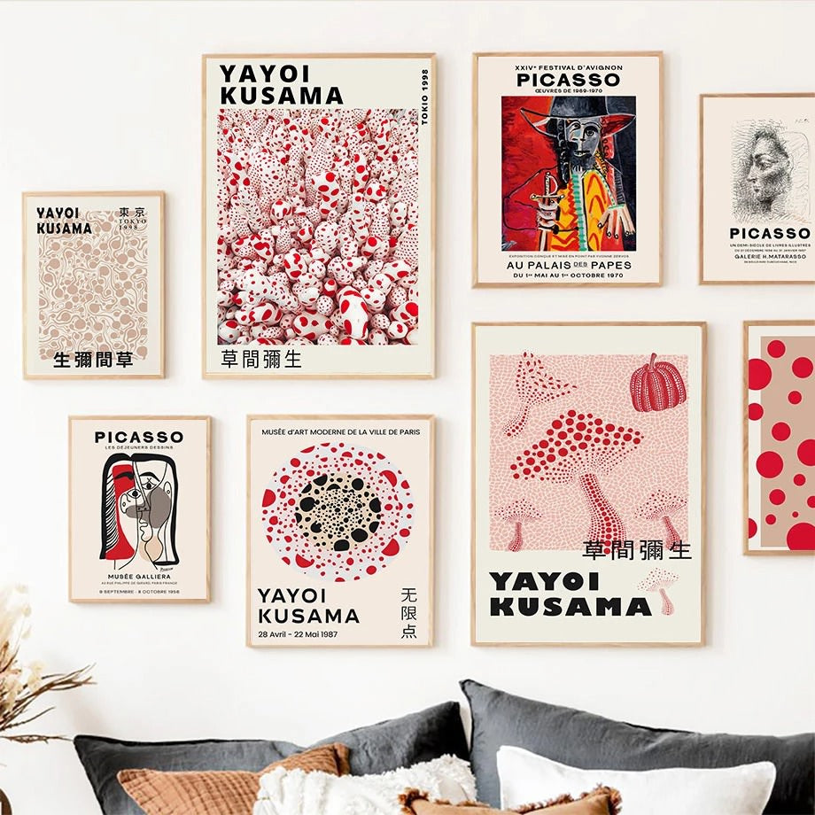 Black & Red Dotted Art Gallery Wall Canvas Posters — Considered Home Styling — Front view