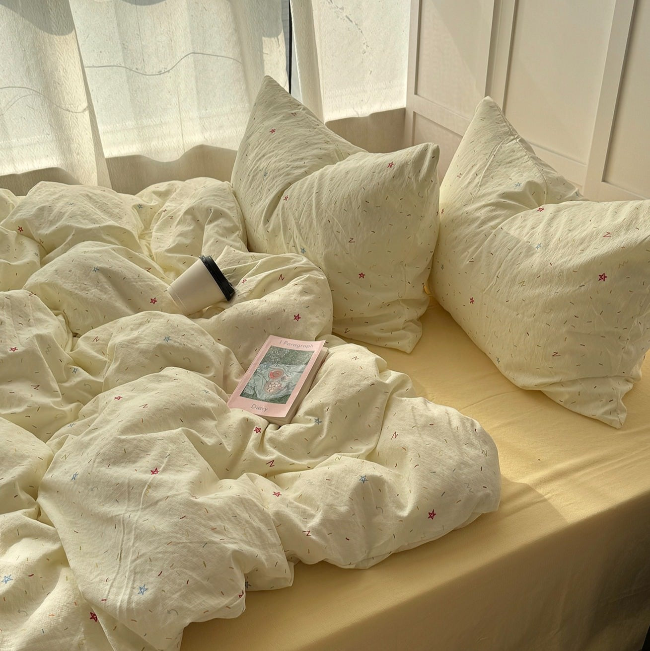 Colorful Sprinkles Creamy Pastel Bedding Set — Soft-Touch Cotton Duvet & Pillowcases — Detail