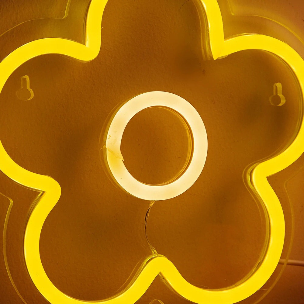 Yellow Flower LED Wall Neon Sign — Lifestyle 1