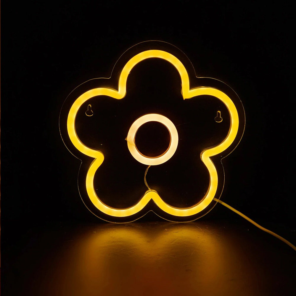 Yellow Flower LED Wall Neon Sign — Lifestyle 2